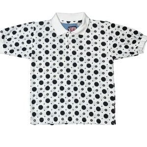 Vintage 90s Bugle Boy geometric Polo shirt size Medium white burgundy green